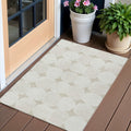 3' X 5' Beige And Brown Abstract Washable Indoor Outdoor Area Rug