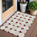 3' X 5' Burgundy Beige And Ivory Abstract Washable Indoor Outdoor Area Rug