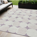 5' X 8' Lavender Beige And Ivory Abstract Washable Indoor Outdoor Area Rug