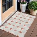 3' X 5' Salmon Beige And Ivory Abstract Washable Indoor Outdoor Area Rug