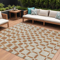 8' X 10' Terra Cotta And Beige Geometric Washable Indoor Outdoor Area Rug