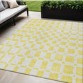 5' X 8' Yellow And Gray Geometric Washable Indoor Outdoor Area Rug
