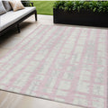 5' X 8' Pink Gray And Ivory Striped Washable Indoor Outdoor Area Rug