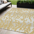 5' X 8' Gold Gray And Ivory Animal Print Washable Indoor Outdoor Area Rug