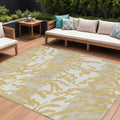 8' X 10' Gold Gray And Ivory Animal Print Washable Indoor Outdoor Area Rug