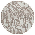 8' Taupe Brown And Ivory Round Animal Print Washable Indoor Outdoor Area Rug