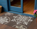3 X 5 Chocolate Beige And Ivory Floral Medallion Washable Indoor Outdoor Area Rug