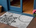 3 X 5 Gray Black And White Floral Medallion Washable Indoor Outdoor Area Rug