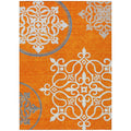 5' X 8' Orange Gray And Ivory Floral Medallion Washable Indoor Outdoor Area Rug
