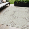 5' X 8' Taupe And Brown Geometric Washable Indoor Outdoor Area Rug