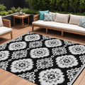 8' X 10' Black Medallion Washable Indoor Outdoor Area Rug