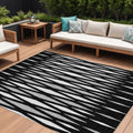 9' X 12' Black Ivory And Gray Geometric Washable Indoor Outdoor Area Rug