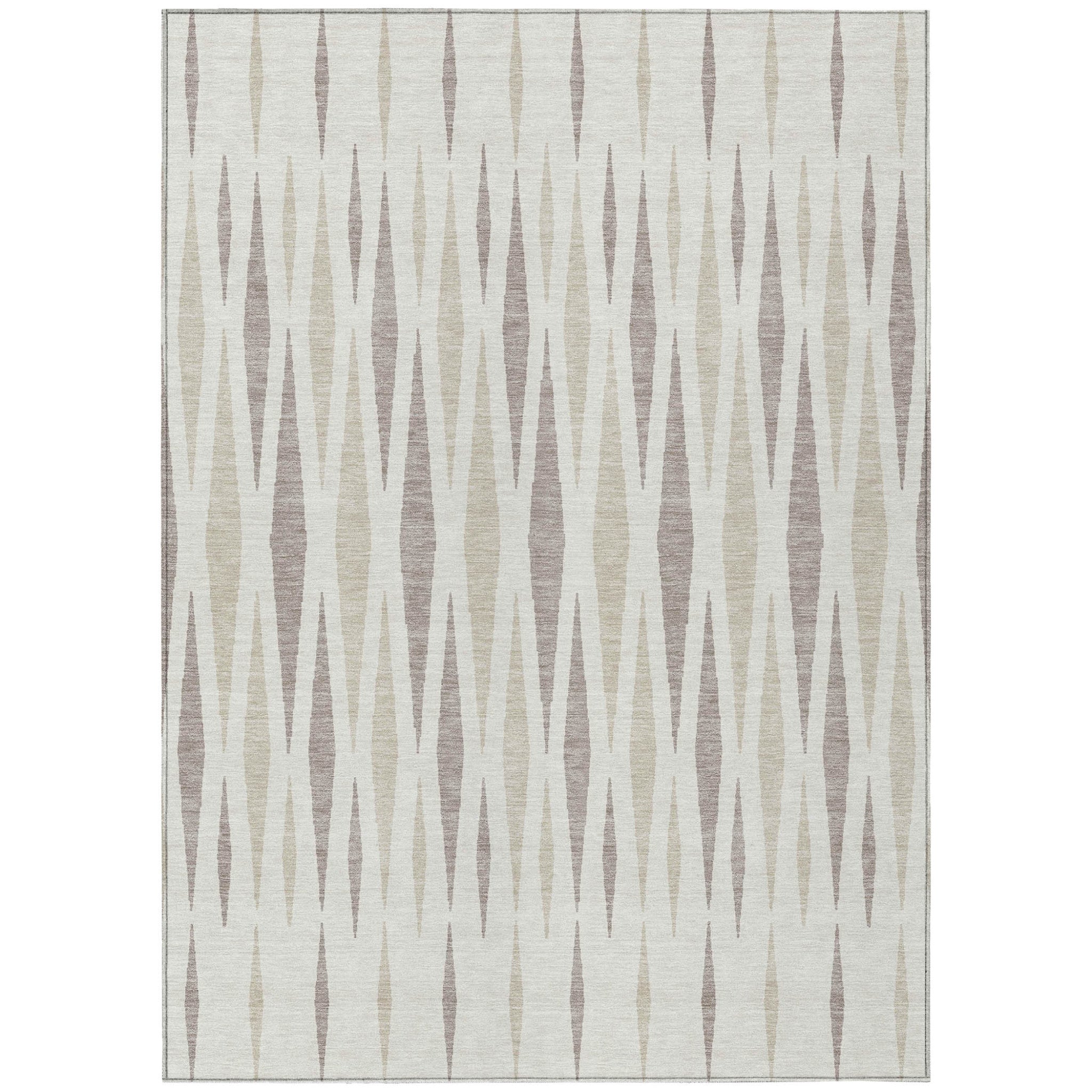 9' X 12' Ivory Brown And Beige Geometric Washable Indoor Outdoor Area Rug