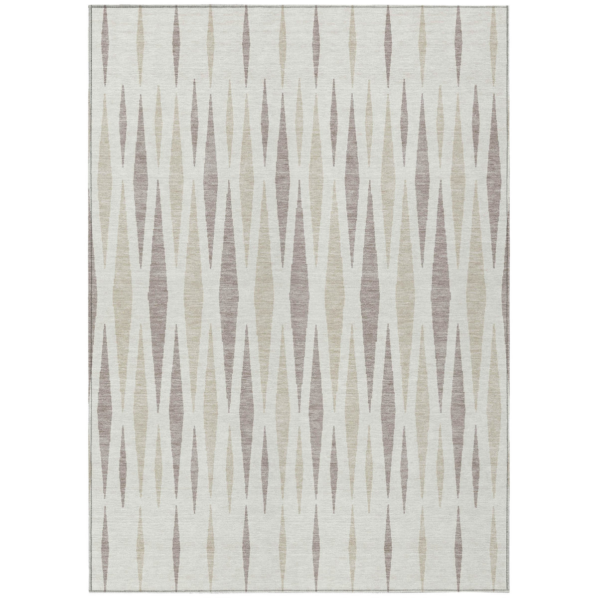 9' X 12' Ivory Brown And Beige Geometric Washable Indoor Outdoor Area Rug
