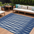 8' X 10' Navy Blue Gray And Ivory Geometric Washable Indoor Outdoor Area Rug
