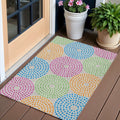 3' X 5' Purple Green And Aqua Geometric Washable Indoor Outdoor Area Rug