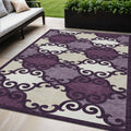 5' X 8' Eggplant And Ivory Trellis Washable Indoor Outdoor Area Rug