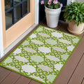 3' X 5' Lime Green And Ivory Trellis Washable Indoor Outdoor Area Rug