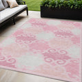 5' X 8' Pink And Gray Trellis Washable Indoor Outdoor Area Rug