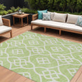 8' X 10' Artichoke Green And Ivory Trellis Washable Indoor Outdoor Area Rug