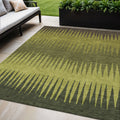 5' X 8' Olive Green Dark Green And Brown Striped Washable Indoor Outdoor Area Rug