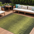 10' X 14' Olive Green Dark Green And Brown Striped Washable Indoor Outdoor Area Rug