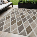 5' X 8' Beige Gray And Brown Geometric Washable Indoor Outdoor Area Rug