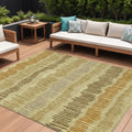 8' X 10' Gold Brown And Gray Striped Washable Indoor Outdoor Area Rug