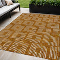 5' X 8' Terra Cotta And Ivory Geometric Washable Indoor Outdoor Area Rug