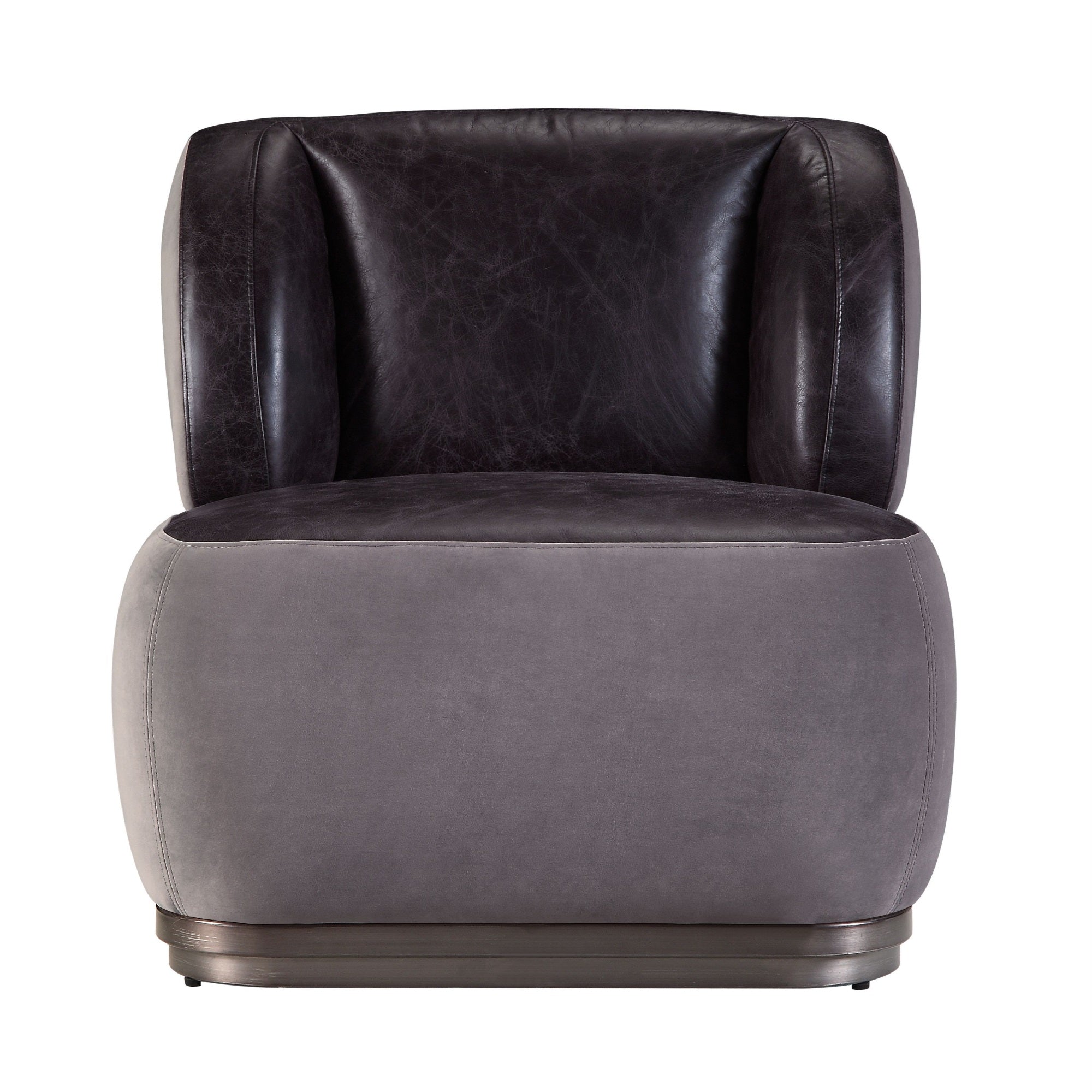 Acme Decapree Top Grain Leather Accent Chair in Antique Slate and Gray
