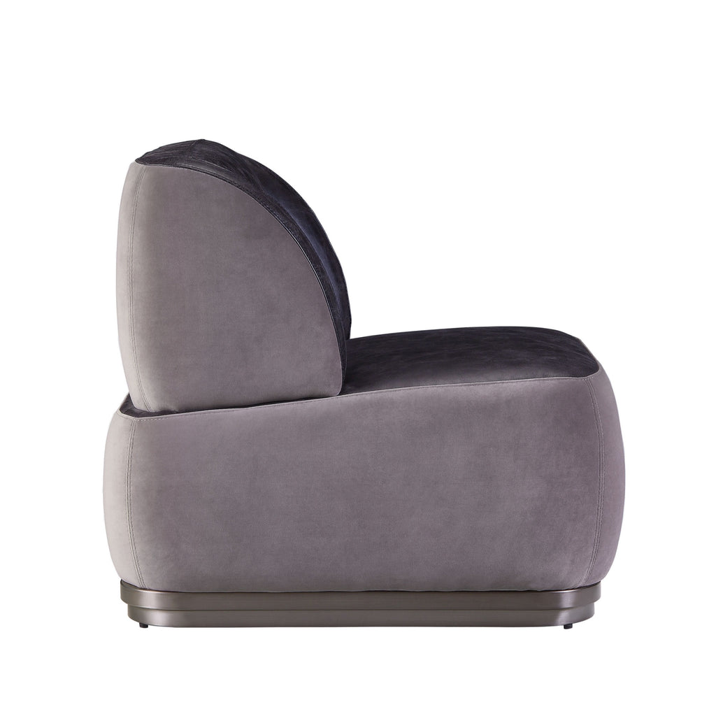 Acme Decapree Top Grain Leather Accent Chair in Antique Slate and Gray