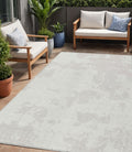5' X 8' Ivory And Gray Abstract Washable Indoor Outdoor Area Rug