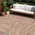 8' X 10' Salmon And Gray Floral Washable Indoor Outdoor Area Rug