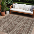 8' X 10' Brown And Ivory Southwestern Washable Indoor Outdoor Area Rug