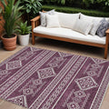 9' X 12' Eggplant And Ivory Southwestern Washable Indoor Outdoor Area Rug