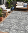 5' X 8' Gray And Ivory Southwestern Washable Indoor Outdoor Area Rug