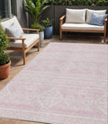 5' X 8' Pink And Ivory Southwestern Washable Indoor Outdoor Area Rug