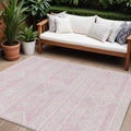8' X 10' Pink And Ivory Southwestern Washable Indoor Outdoor Area Rug
