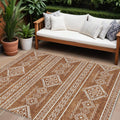 8' X 10' Orange And Ivory Southwestern Washable Indoor Outdoor Area Rug