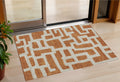 3' X 5' Terra Cotta And Gray Abstract Washable Indoor Outdoor Area Rug