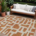 8' X 10' Terra Cotta And Gray Abstract Washable Indoor Outdoor Area Rug