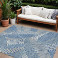 9' X 12' Blue Gray And Ivory Floral Washable Indoor Outdoor Area Rug