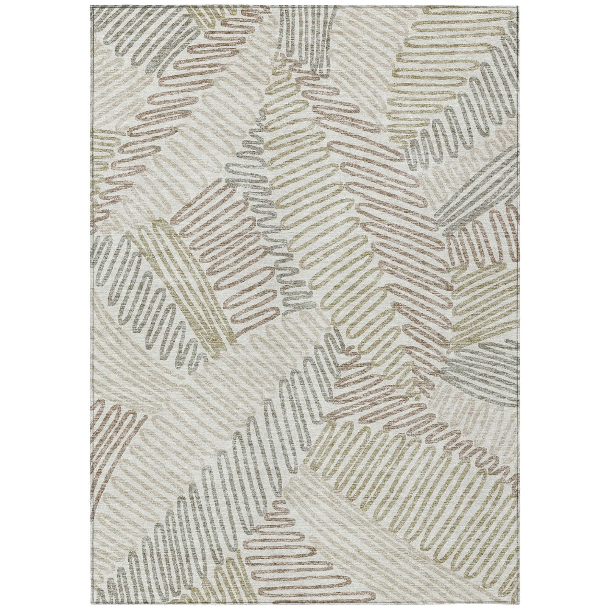 9' X 12' Ivory Gray And Brown Floral Washable Indoor Outdoor Area Rug