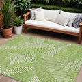 10' X 14' Lime Green And Ivory Floral Washable Indoor Outdoor Area Rug