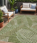 5' X 8' Olive Green Brown And Ivory Floral Washable Indoor Outdoor Area Rug