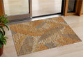 3' X 5' Orange Beige And Gray Floral Washable Indoor Outdoor Area Rug