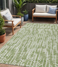 5' X 8' Green And Ivory Tribal Washable Indoor Outdoor Area Rug