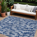 10' X 14' Navy Blue And Ivory Tribal Washable Indoor Outdoor Area Rug