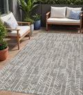 5' X 8' Taupe And Beige Tribal Washable Indoor Outdoor Area Rug