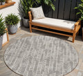 8' Taupe And Beige Round Tribal Washable Indoor Outdoor Area Rug